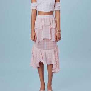 For love and lemons Dorothy ruffled midi skirt S